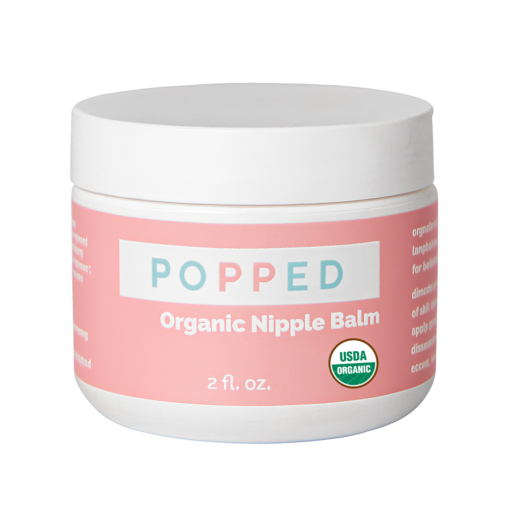 Popped USDA Organic Nipple Balm (2 oz) on a white background